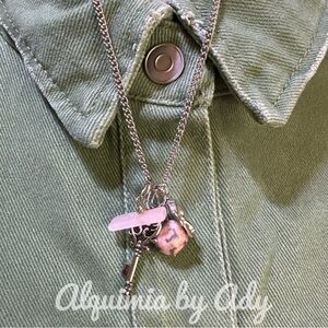 Alquimia Silver and Pink Necklace with Unique Charms